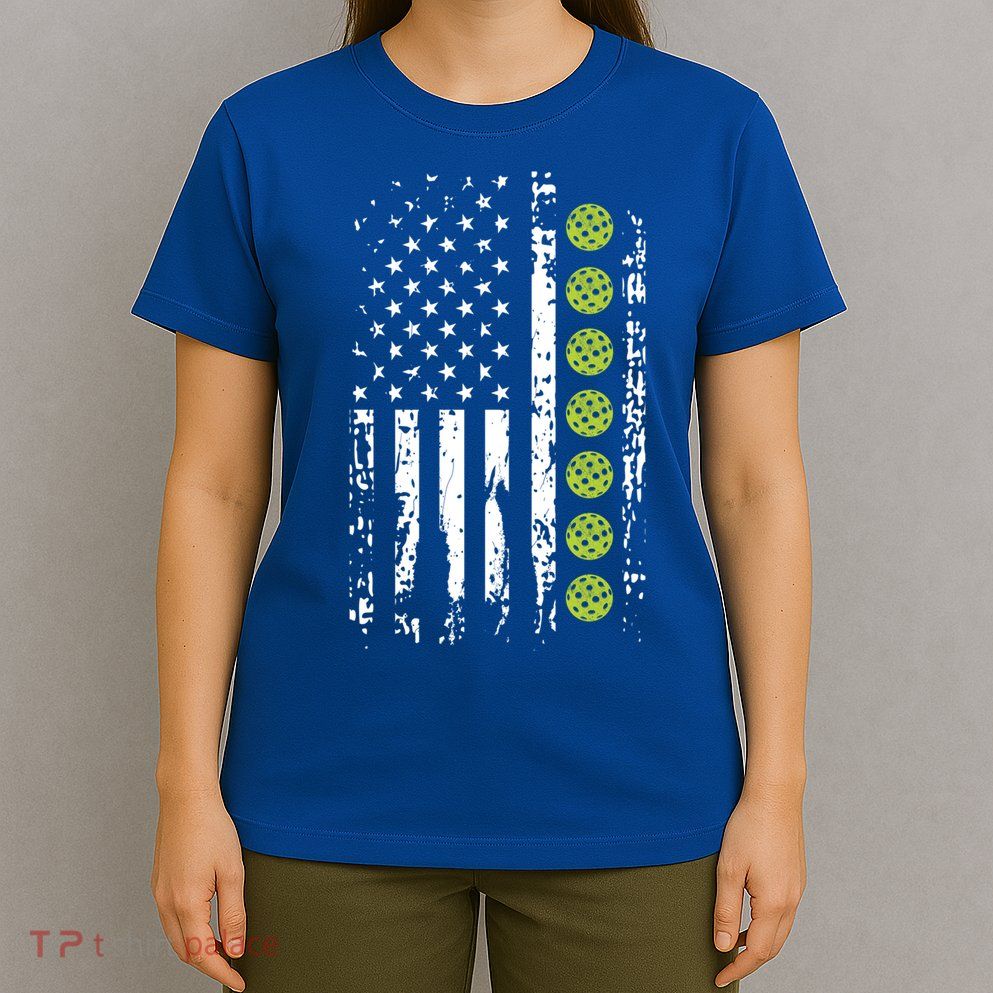 Pickleball Cool Gift American Flag Pickleball Player Gift Cute Gift T-Shirt