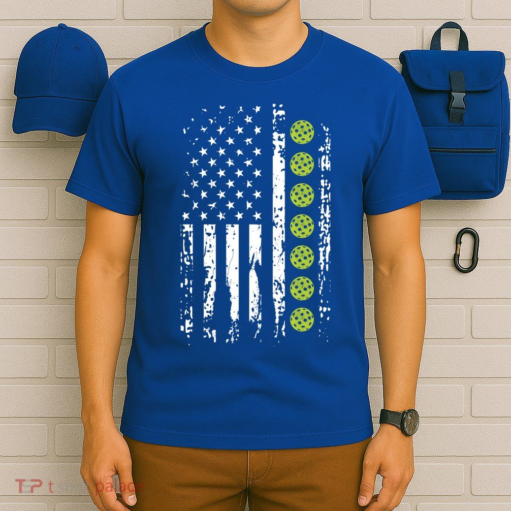 Pickleball Cool Gift American Flag Pickleball Player Gift Cute Gift T-Shirt