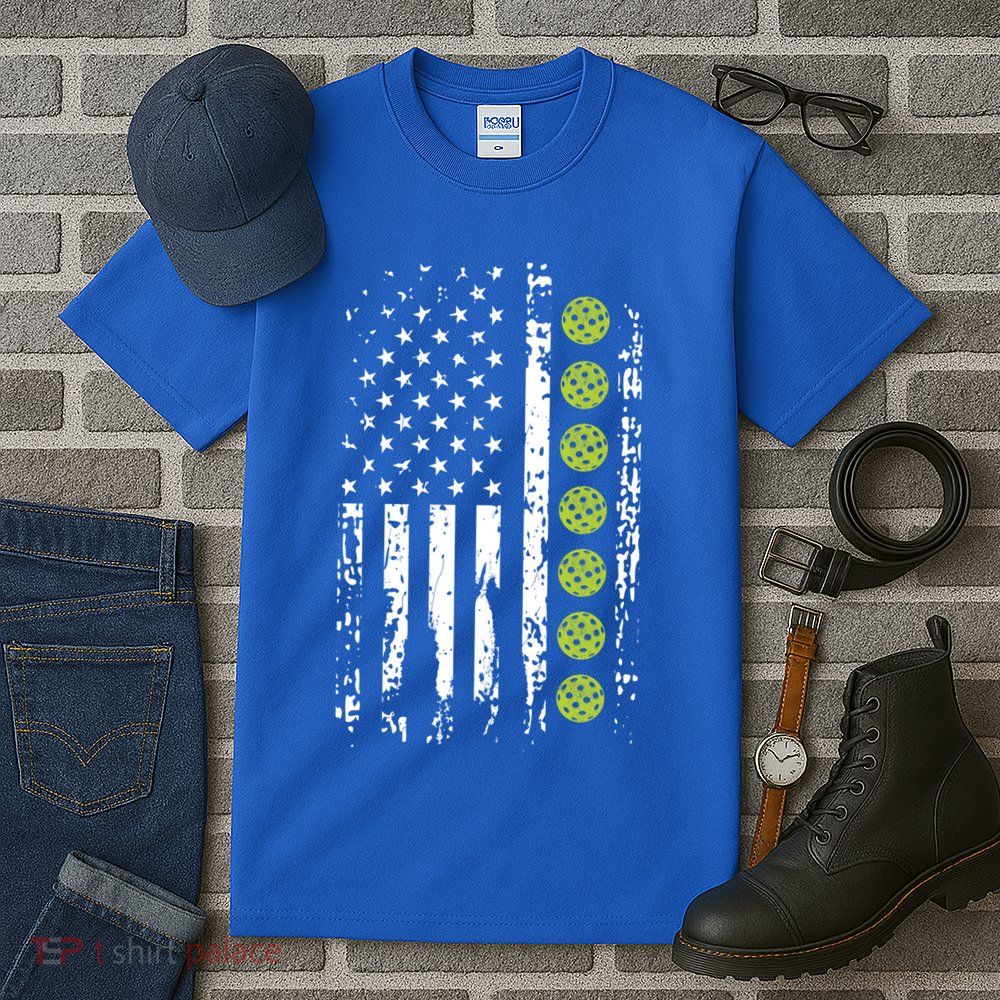 Pickleball Cool Gift American Flag Pickleball Player Gift Cute Gift Tall T-Shirt