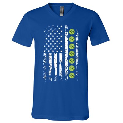 Pickleball Cool Gift American Flag Pickleball Player Gift Cute Gift V-Neck T-Shirt