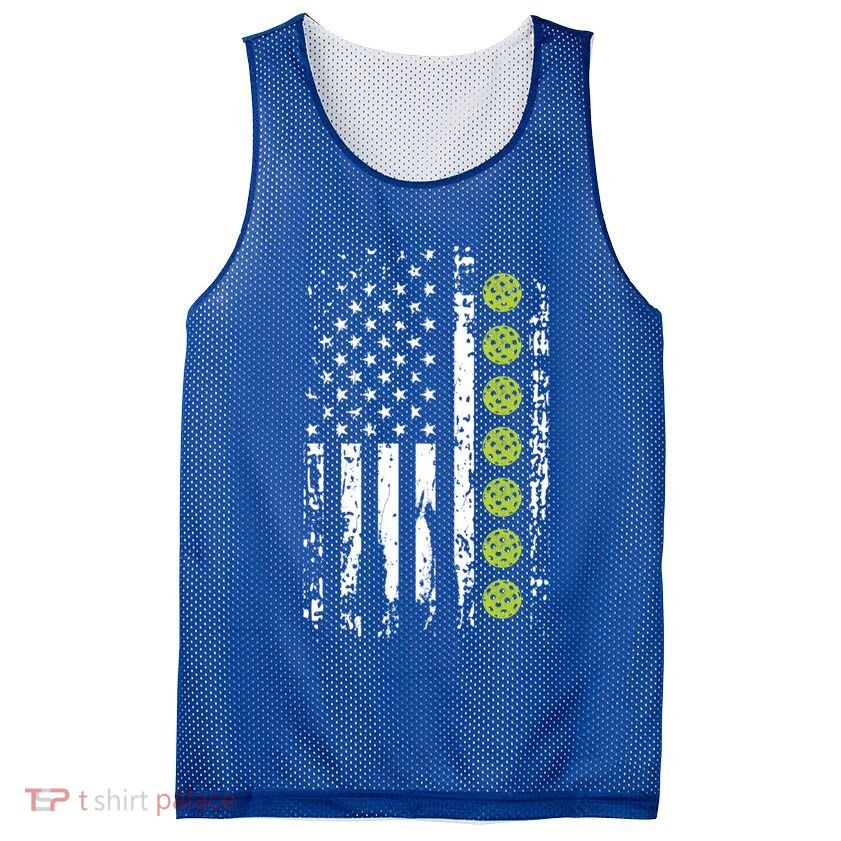 Pickleball Cool Gift American Flag Pickleball Player Gift Cute Gift Mesh Reversible Basketball Jersey Tank