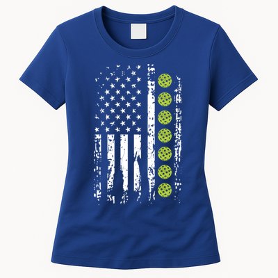 Pickleball Cool Gift American Flag Pickleball Player Gift Cute Gift Womens T-Shirt