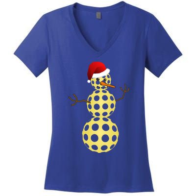 Pickleball Christmas Gift Funny Pickleball Snow Gift Great Gift Women's V-Neck T-Shirt