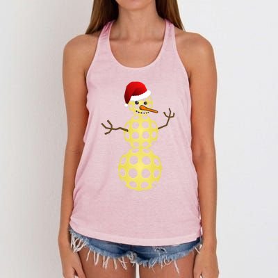 Pickleball Christmas Gift Funny Pickleball Snow Gift Great Gift Women's Knotted Racerback Tank