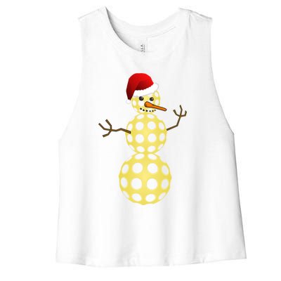 Pickleball Christmas Gift Funny Pickleball Snow Gift Great Gift Women's Racerback Cropped Tank