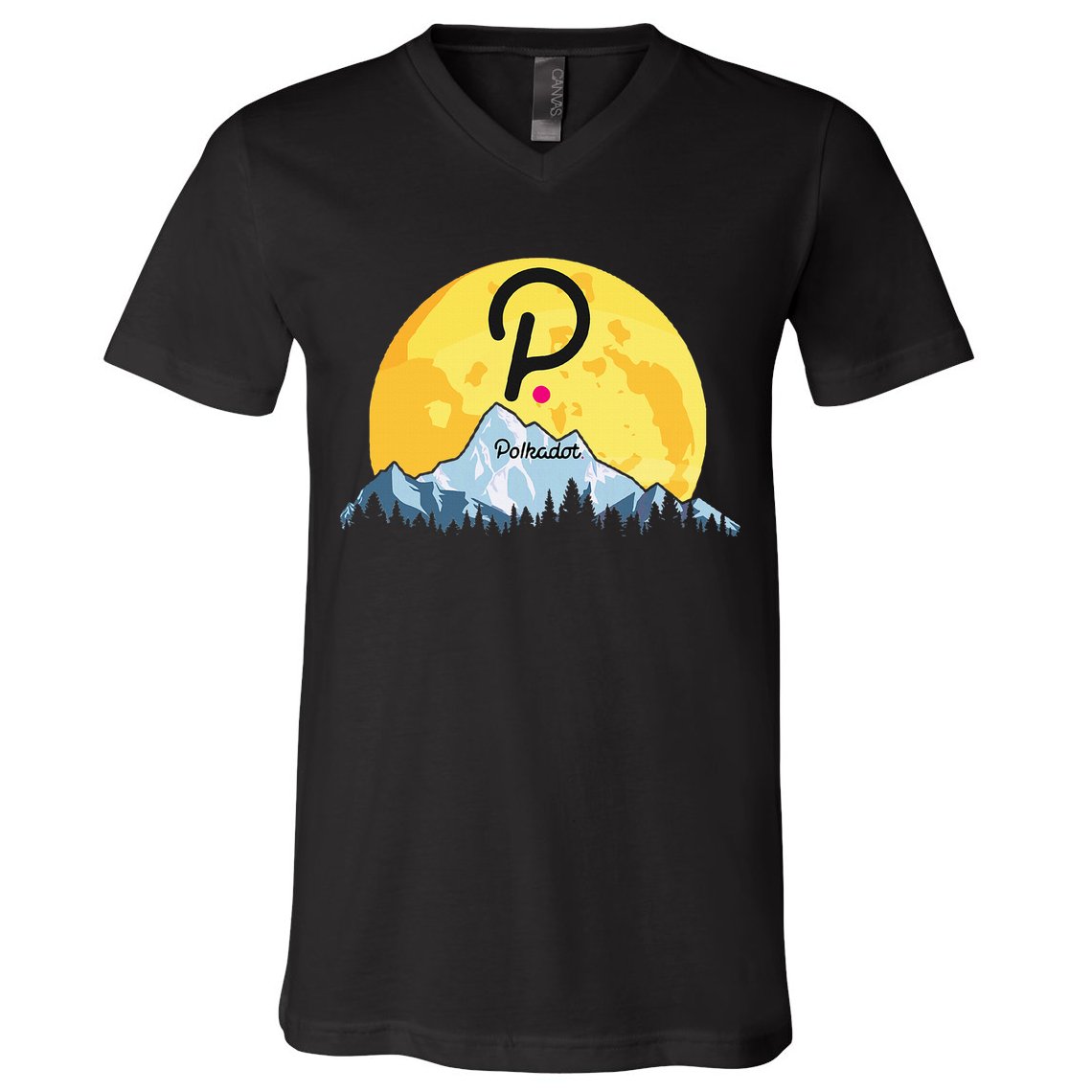 Polkadot Crypto Giant Moon Coin Dot Logo Cryptocurrency V-Neck T-Shirt