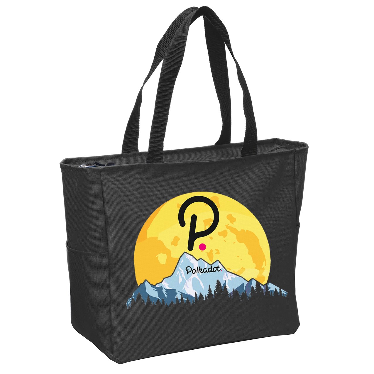 Polkadot Crypto Giant Moon Coin Dot Logo Cryptocurrency Zip Tote Bag