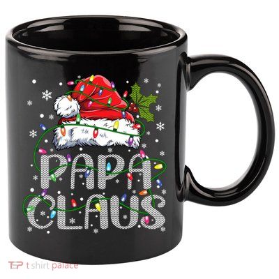 Papa Claus Gift For Christmas Lights 11oz C Handle Ceramic Mug