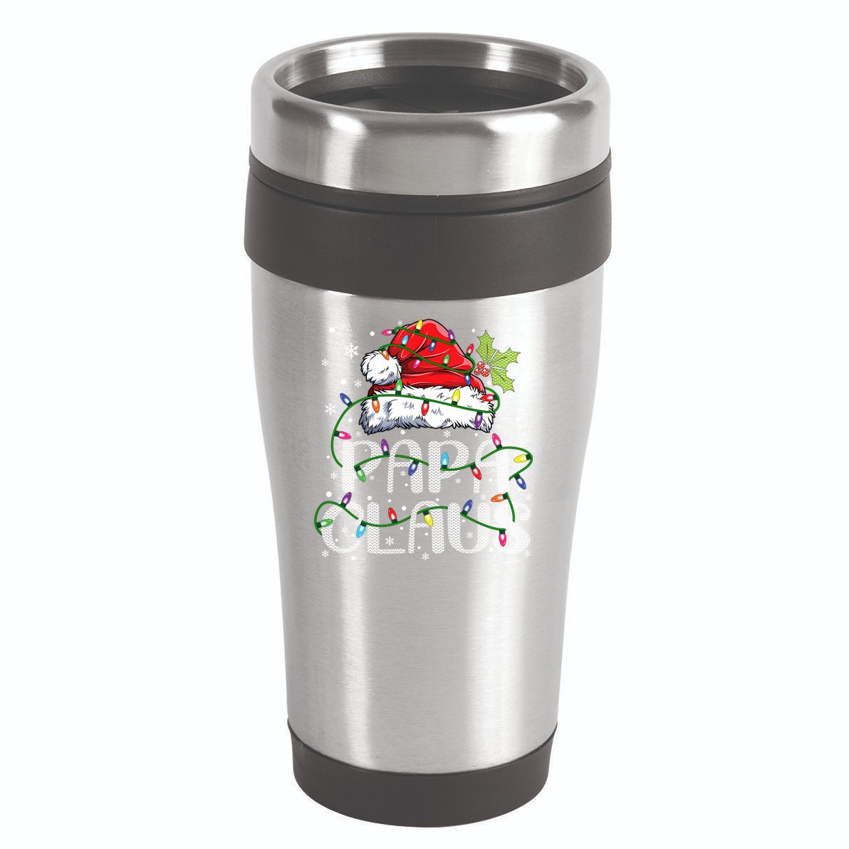 Papa Claus Gift For Christmas Lights 16oz Travel Tumbler