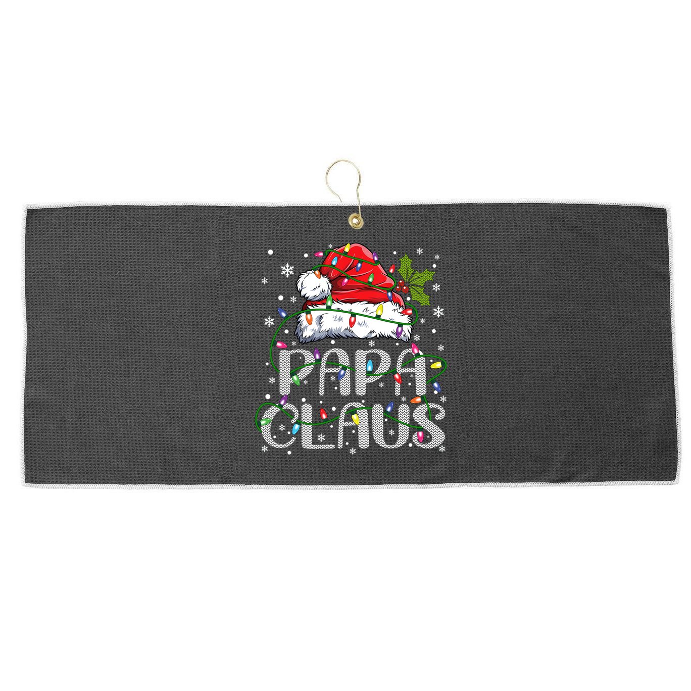 Papa Claus Gift For Christmas Lights Large Microfiber Waffle Golf Towel