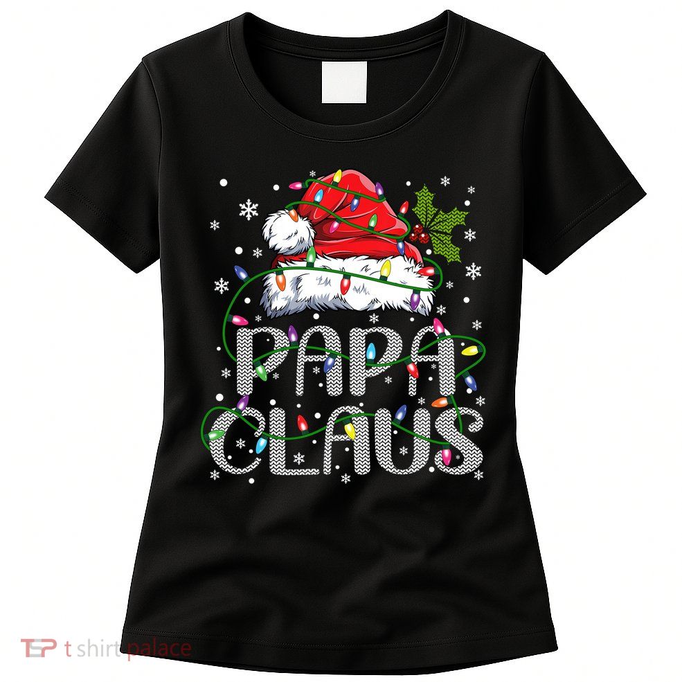 Papa Claus Gift For Christmas Lights Womens T-Shirt