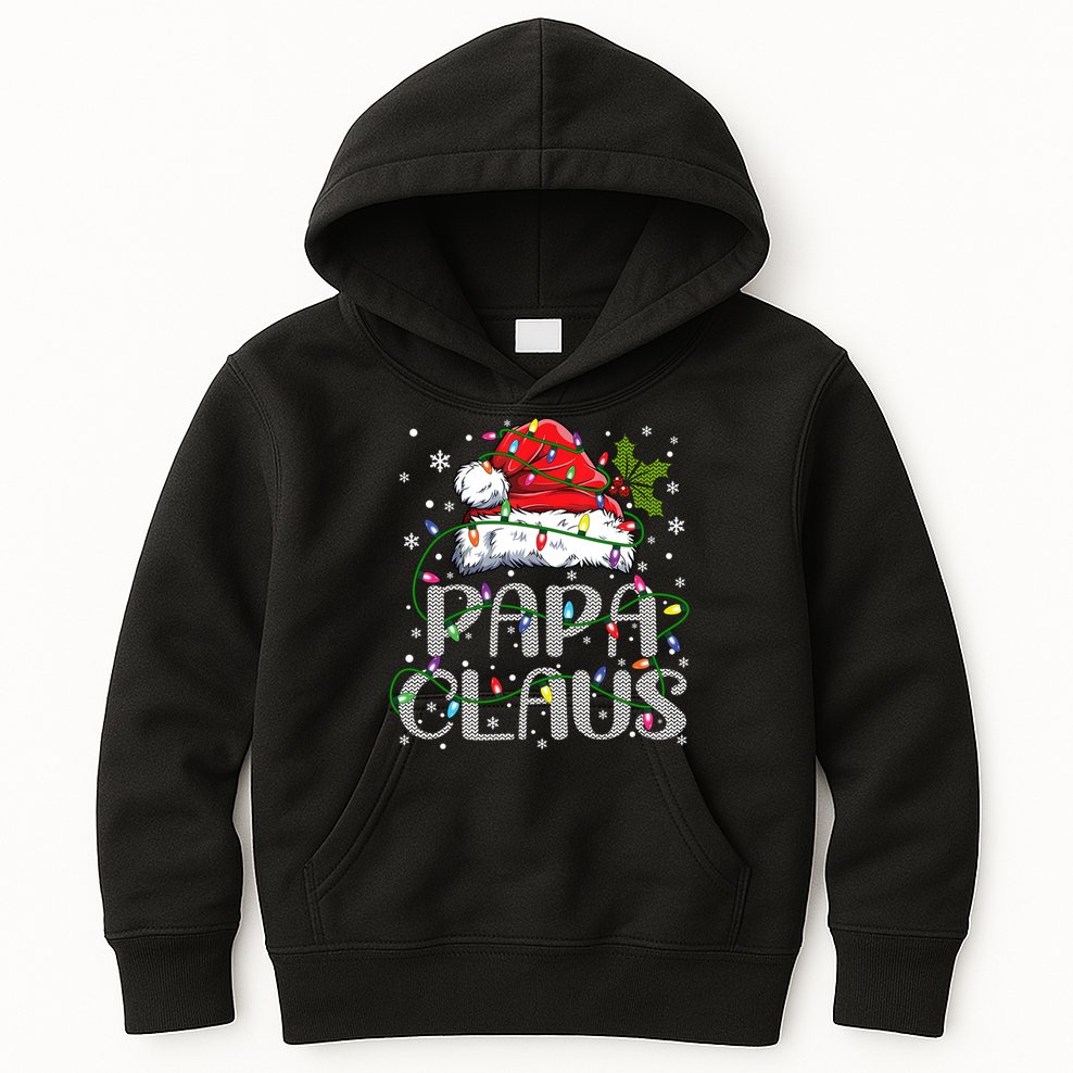 Papa Claus Gift For Christmas Lights Kids Hoodie
