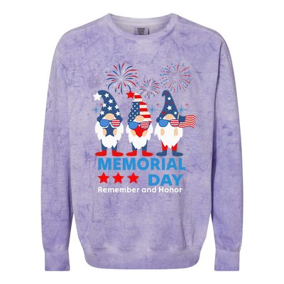 Patriotic Cute Gnomes Graphic Memorial Day 4th of July Colorblast Crewneck Sweatshirt