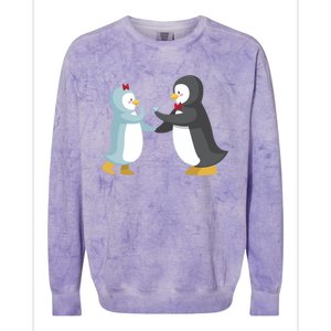 Penguin Couples Gift Wedding Anniversary Valentines Him Her Gift Colorblast Crewneck Sweatshirt