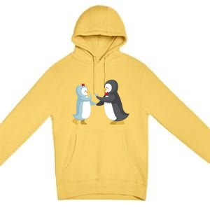 Penguin Couples Gift Wedding Anniversary Valentines Him Her Gift Premium Pullover Hoodie