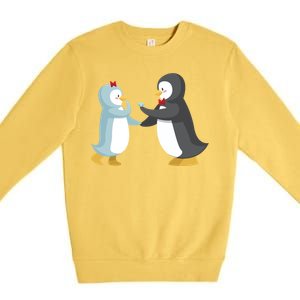 Penguin Couples Gift Wedding Anniversary Valentines Him Her Gift Premium Crewneck Sweatshirt