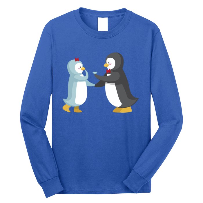 Penguin Couples Gift Wedding Anniversary Valentines Him Her Gift Long Sleeve Shirt