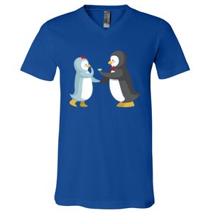 Penguin Couples Gift Wedding Anniversary Valentines Him Her Gift V-Neck T-Shirt