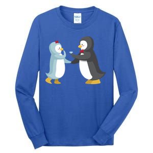 Penguin Couples Gift Wedding Anniversary Valentines Him Her Gift Tall Long Sleeve T-Shirt