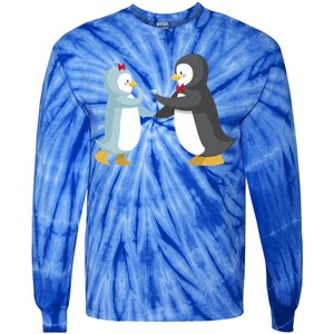 Penguin Couples Gift Wedding Anniversary Valentines Him Her Gift Tie-Dye Long Sleeve Shirt