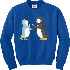 Penguin Couples Gift Wedding Anniversary Valentines Him Her Gift Kids Sweatshirt