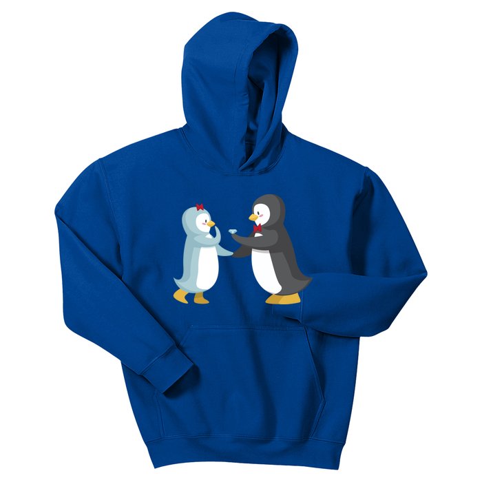 Penguin Couples Gift Wedding Anniversary Valentines Him Her Gift Kids Hoodie