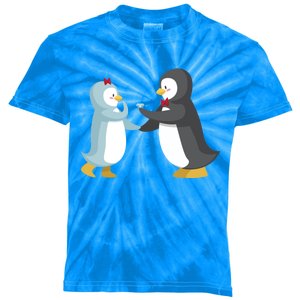 Penguin Couples Gift Wedding Anniversary Valentines Him Her Gift Kids Tie-Dye T-Shirt