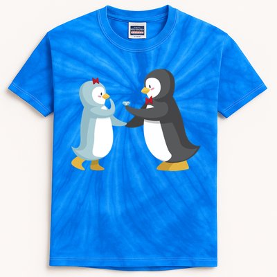 Penguin Couples Gift Wedding Anniversary Valentines Him Her Gift Kids Tie-Dye T-Shirt