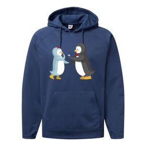 Penguin Couples Gift Wedding Anniversary Valentines Him Her Gift Performance Fleece Hoodie