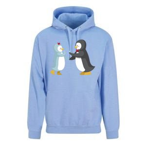 Penguin Couples Gift Wedding Anniversary Valentines Him Her Gift Unisex Surf Hoodie