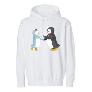 Penguin Couples Gift Wedding Anniversary Valentines Him Her Gift Garment-Dyed Fleece Hoodie