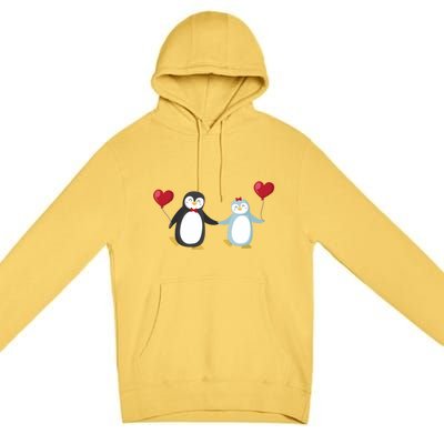 Penguin Couples Gift Wedding Anniversary Valentines Him Her Cute Gift Premium Pullover Hoodie