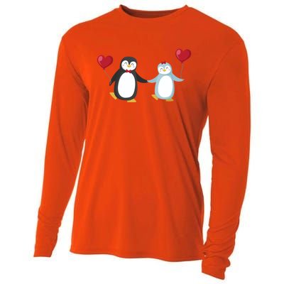 Penguin Couples Gift Wedding Anniversary Valentines Him Her Cute Gift Cooling Performance Long Sleeve Crew