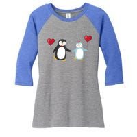 Penguin Couples Gift Wedding Anniversary Valentines Him Her Cute Gift Women's Tri-Blend 3/4-Sleeve Raglan Shirt