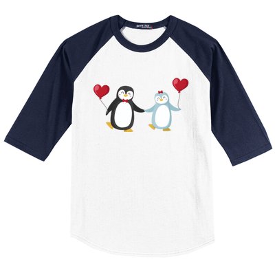 Penguin Couples Gift Wedding Anniversary Valentines Him Her Cute Gift Baseball Sleeve Shirt