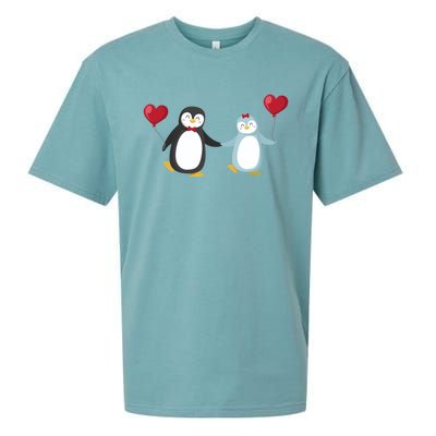 Penguin Couples Gift Wedding Anniversary Valentines Him Her Cute Gift Sueded Cloud Jersey T-Shirt