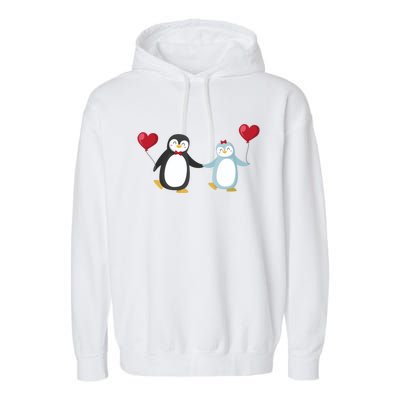 Penguin Couples Gift Wedding Anniversary Valentines Him Her Cute Gift Garment-Dyed Fleece Hoodie