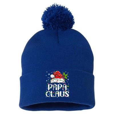 Papa Claus Gift Christmas Lights Pajama Family Matching Gift Pom Pom 12in Knit Beanie