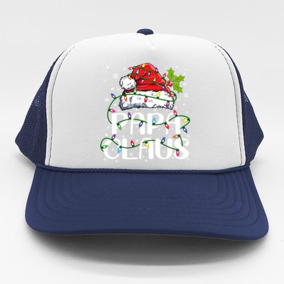 Papa Claus Gift Christmas Lights Pajama Family Matching Gift Trucker Hat