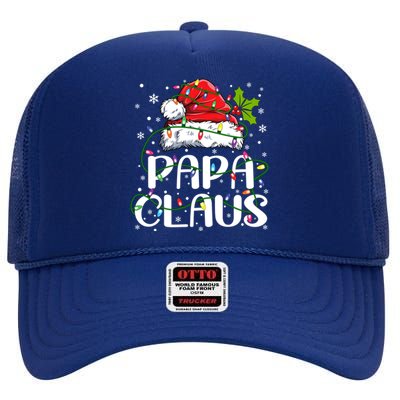 Papa Claus Gift Christmas Lights Pajama Family Matching Gift High Crown Mesh Back Trucker Hat