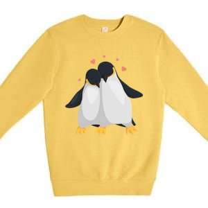 Penguin Couples Gift Wedding Anniversary Valentines Him Her Gift Premium Crewneck Sweatshirt