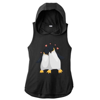 Penguin Couples Gift Wedding Anniversary Valentines Him Her Gift Ladies PosiCharge Tri-Blend Wicking Draft Hoodie Tank