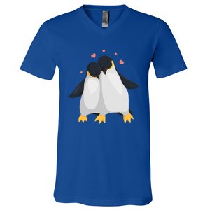 Penguin Couples Gift Wedding Anniversary Valentines Him Her Gift V-Neck T-Shirt