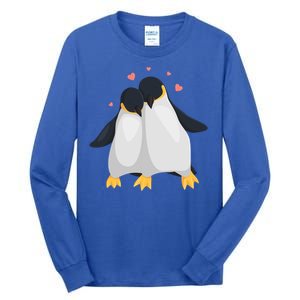 Penguin Couples Gift Wedding Anniversary Valentines Him Her Gift Tall Long Sleeve T-Shirt