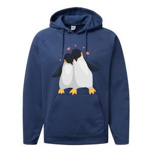 Penguin Couples Gift Wedding Anniversary Valentines Him Her Gift Performance Fleece Hoodie