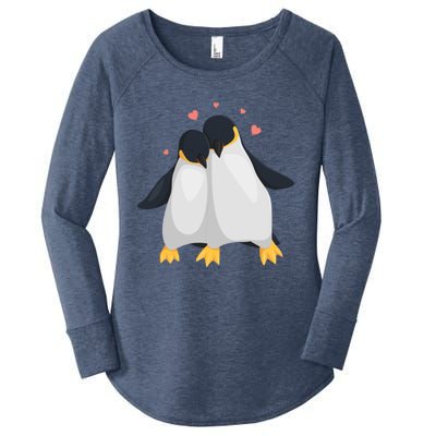 Penguin Couples Gift Wedding Anniversary Valentines Him Her Gift Women's Perfect Tri Tunic Long Sleeve Shirt