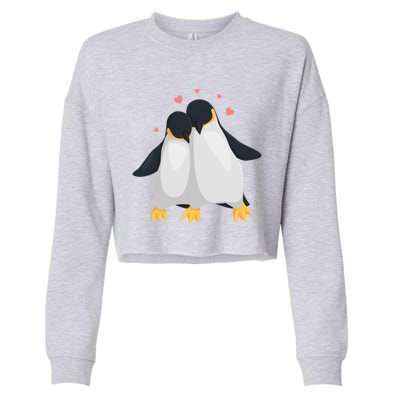 Penguin Couples Gift Wedding Anniversary Valentines Him Her Gift Cropped Pullover Crew