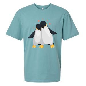 Penguin Couples Gift Wedding Anniversary Valentines Him Her Gift Sueded Cloud Jersey T-Shirt