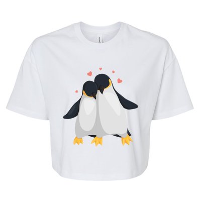 Penguin Couples Gift Wedding Anniversary Valentines Him Her Gift Bella+Canvas Jersey Crop Tee