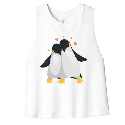 Penguin Couples Gift Wedding Anniversary Valentines Him Her Gift Women's Racerback Cropped Tank